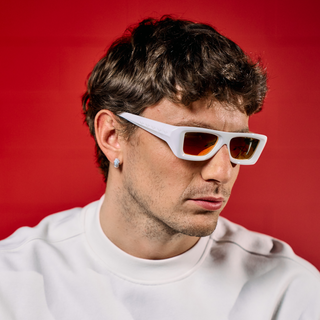 Flywave#Color_Montatura Gloss White con Lente Red Mirror