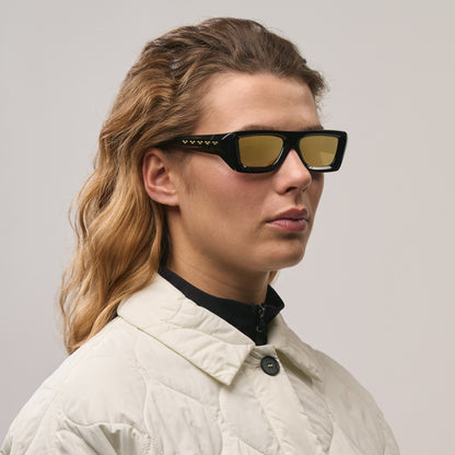 Flywave#Color_Montatura Gloss Black con Lente Gold Mirror