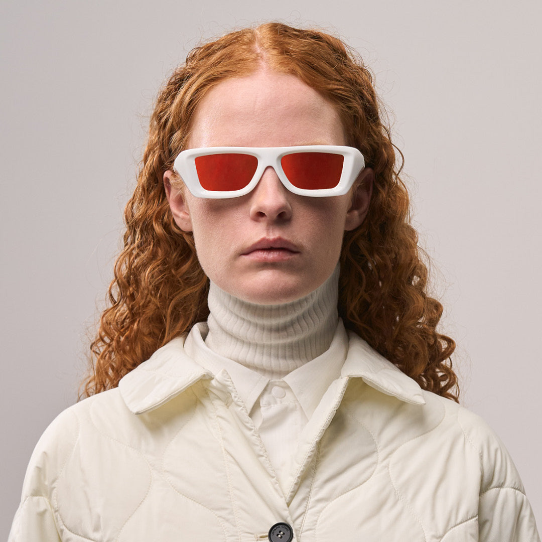 Flywave#Color_Montatura Gloss White con Lente Red Mirror