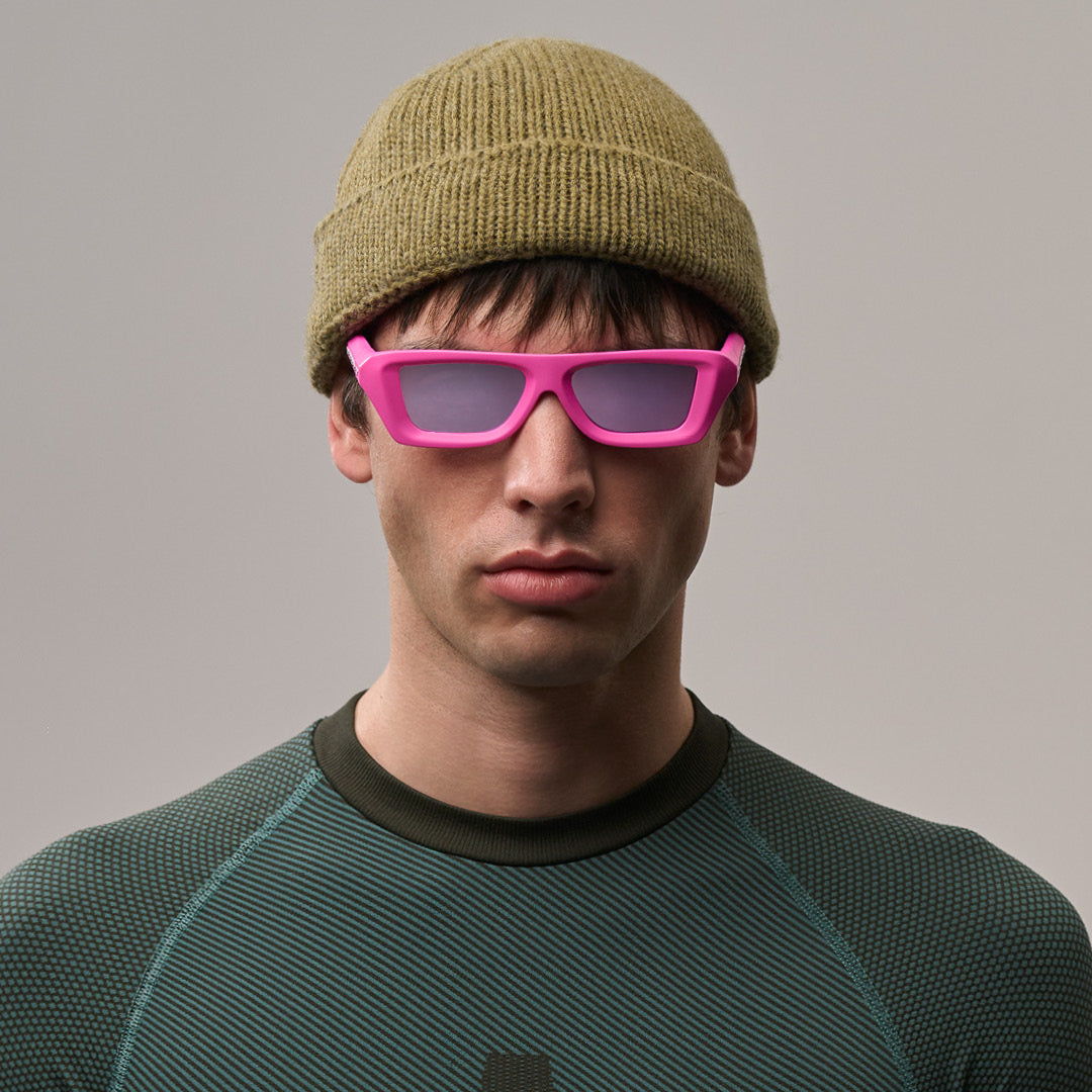 Flywave#Color_Montatura Neon Pink con Lente Lavender Mirror