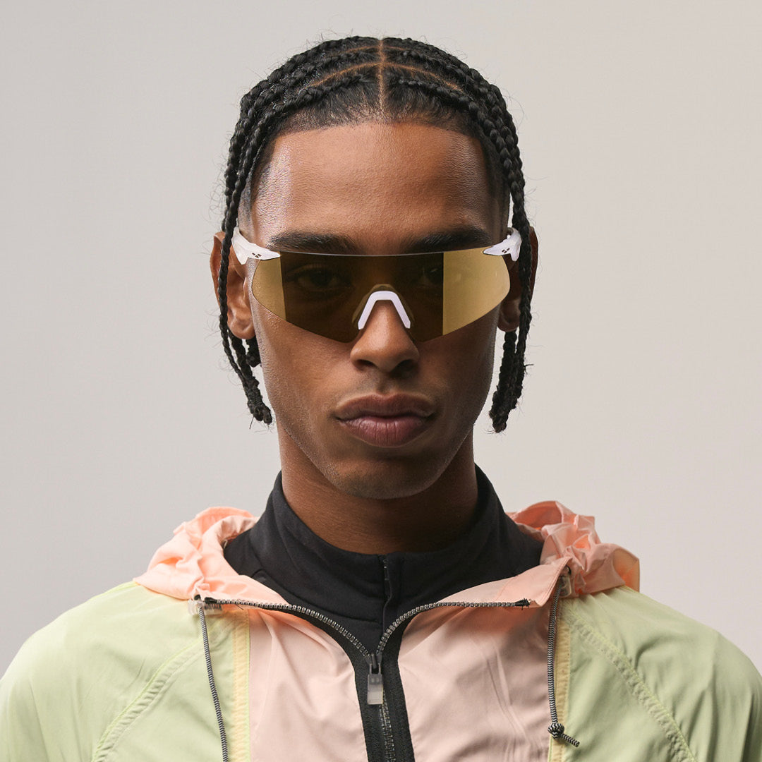 Saetta#Color_Montatura Frozen Silver Surfer con Lente Gold Mirror