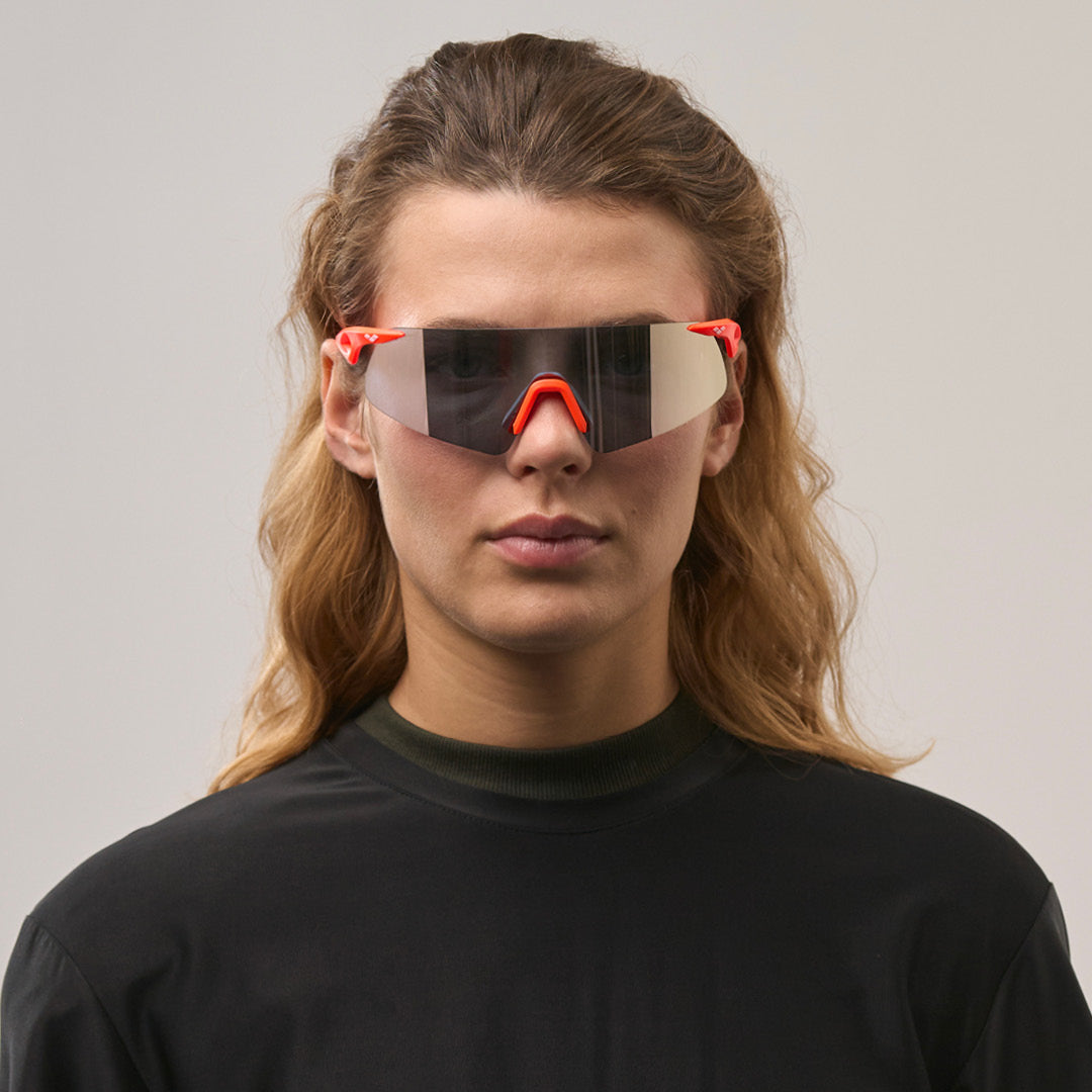 Saetta#Color_Montatura Neon Orange con Lente Silver Mirror