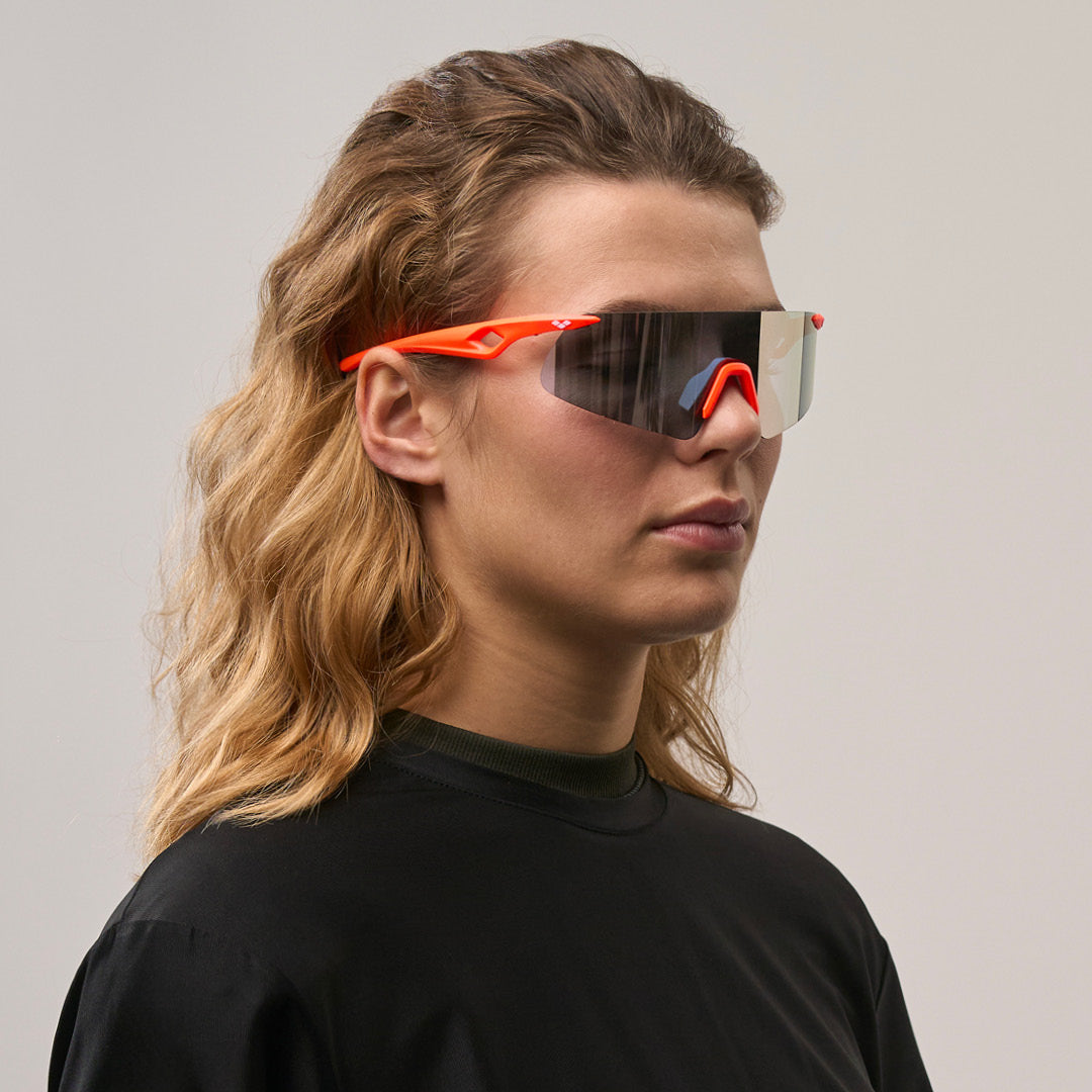 Saetta#Color_Montatura Neon Orange con Lente Silver Mirror