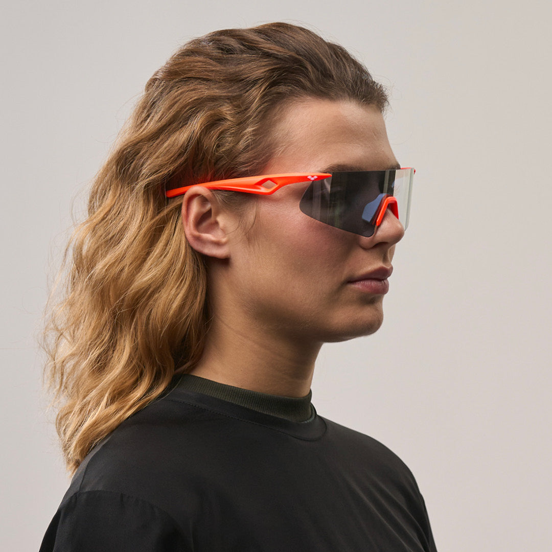 Saetta#Color_Montatura Neon Orange con Lente Silver Mirror