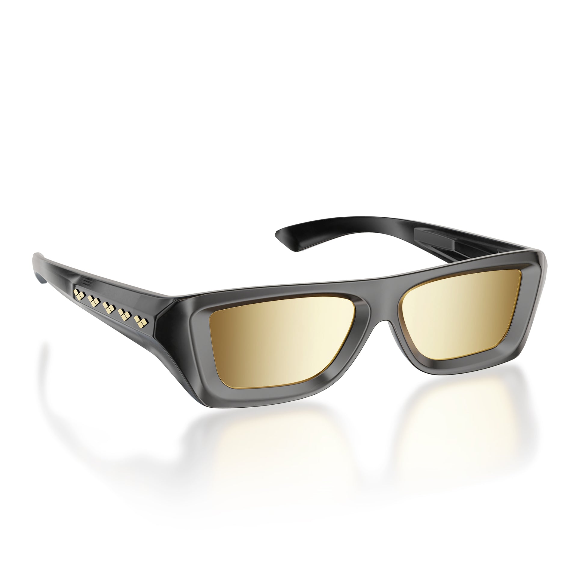 Flywave#Color_Montatura Gloss Black con Lente Gold Mirror