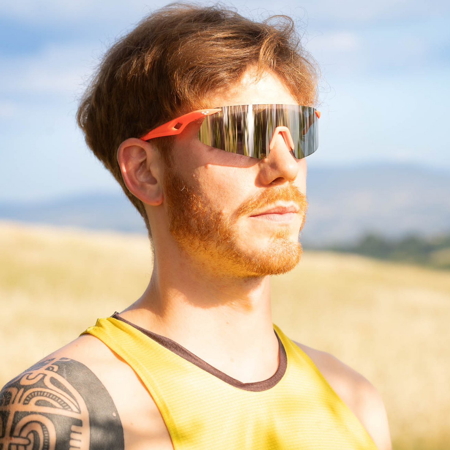 Saetta#Color_Montatura Neon Orange con Lente Silver Mirror