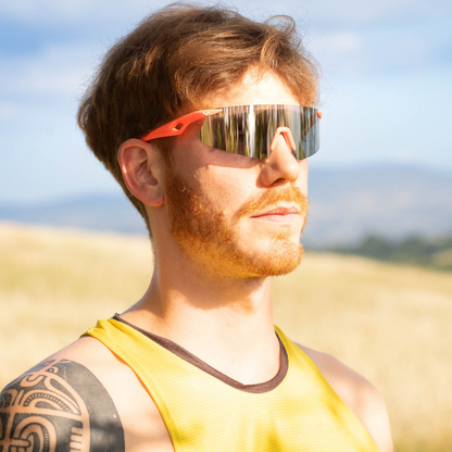 Saetta#Color_Montatura Neon Orange con Lente Silver Mirror